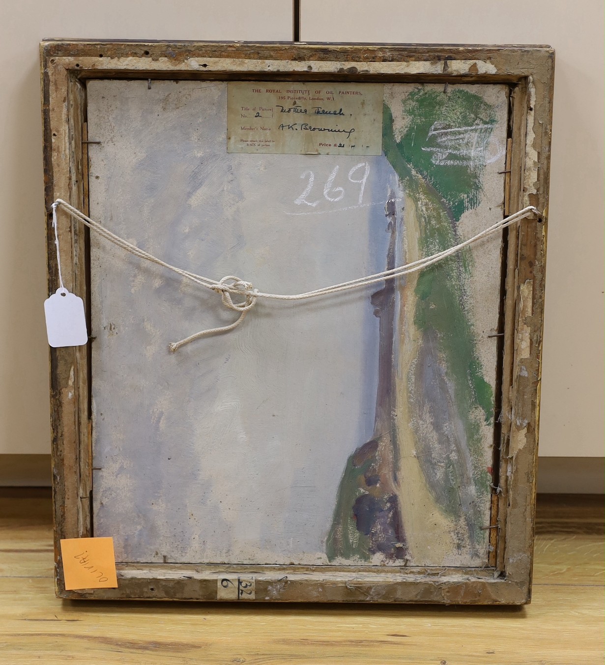 Amy Katherine Browning (1881-1978), oil on board, 'Mother Thrush', signed with RI Exhibition label verso, 44 x 38cm